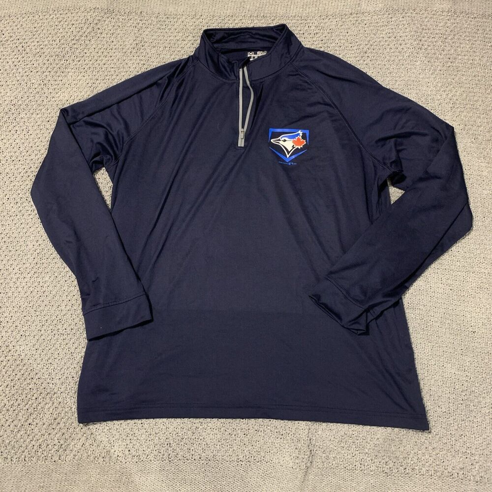 UNDER ARMOUR TORONTO BLUE JAYS MLB BASEBALL 1/4 ZIP JERSEY SWEATSHIRT Sz Mens 2X